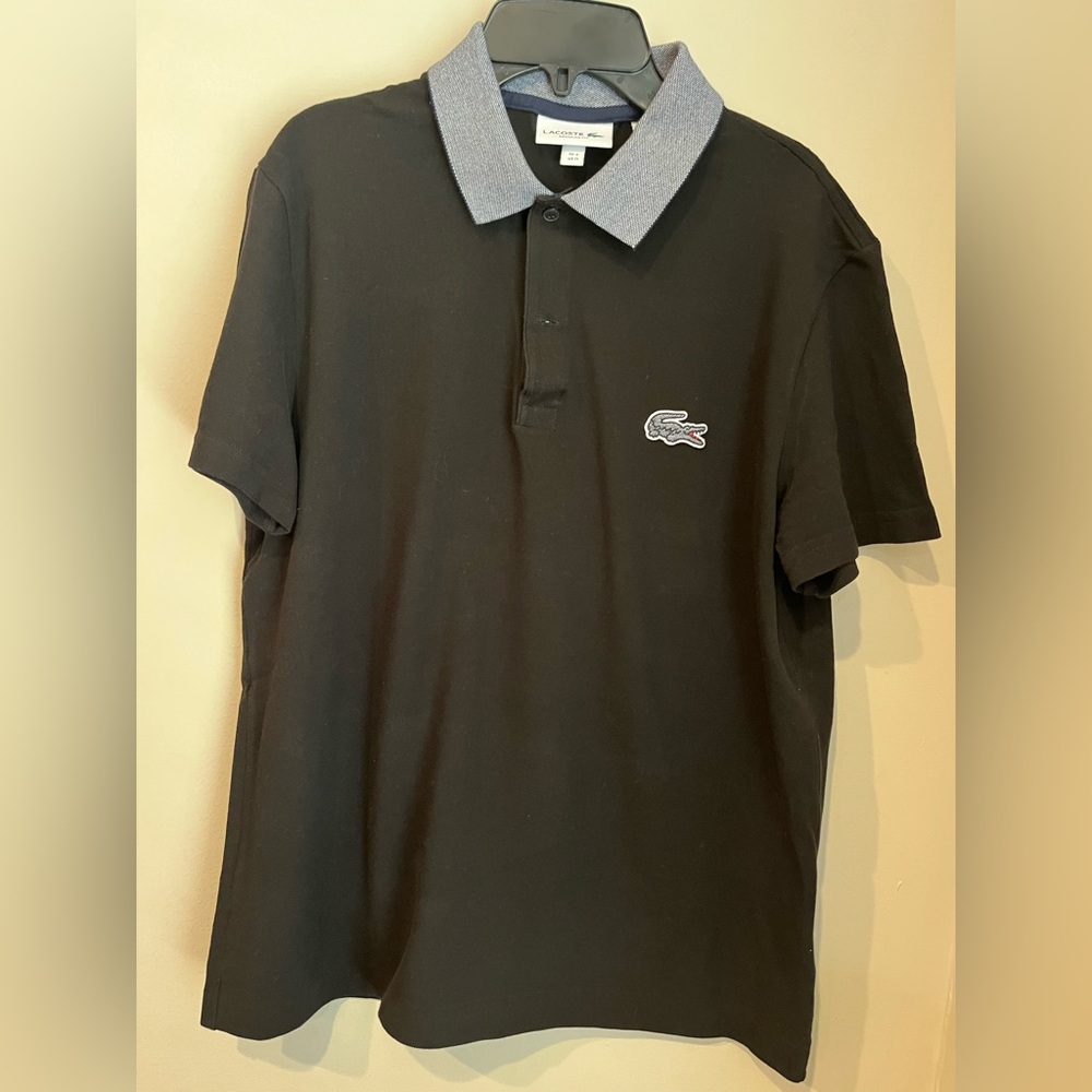 Lacoste Men's Black Regular Fit Polo Shirt- US Medium